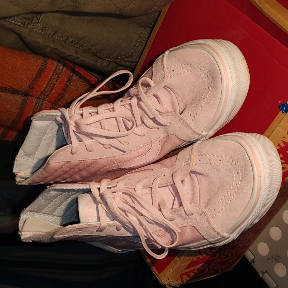 Vans Kids Sk8 Hi Pink Shoes Size 6 - Picture 2 of 6